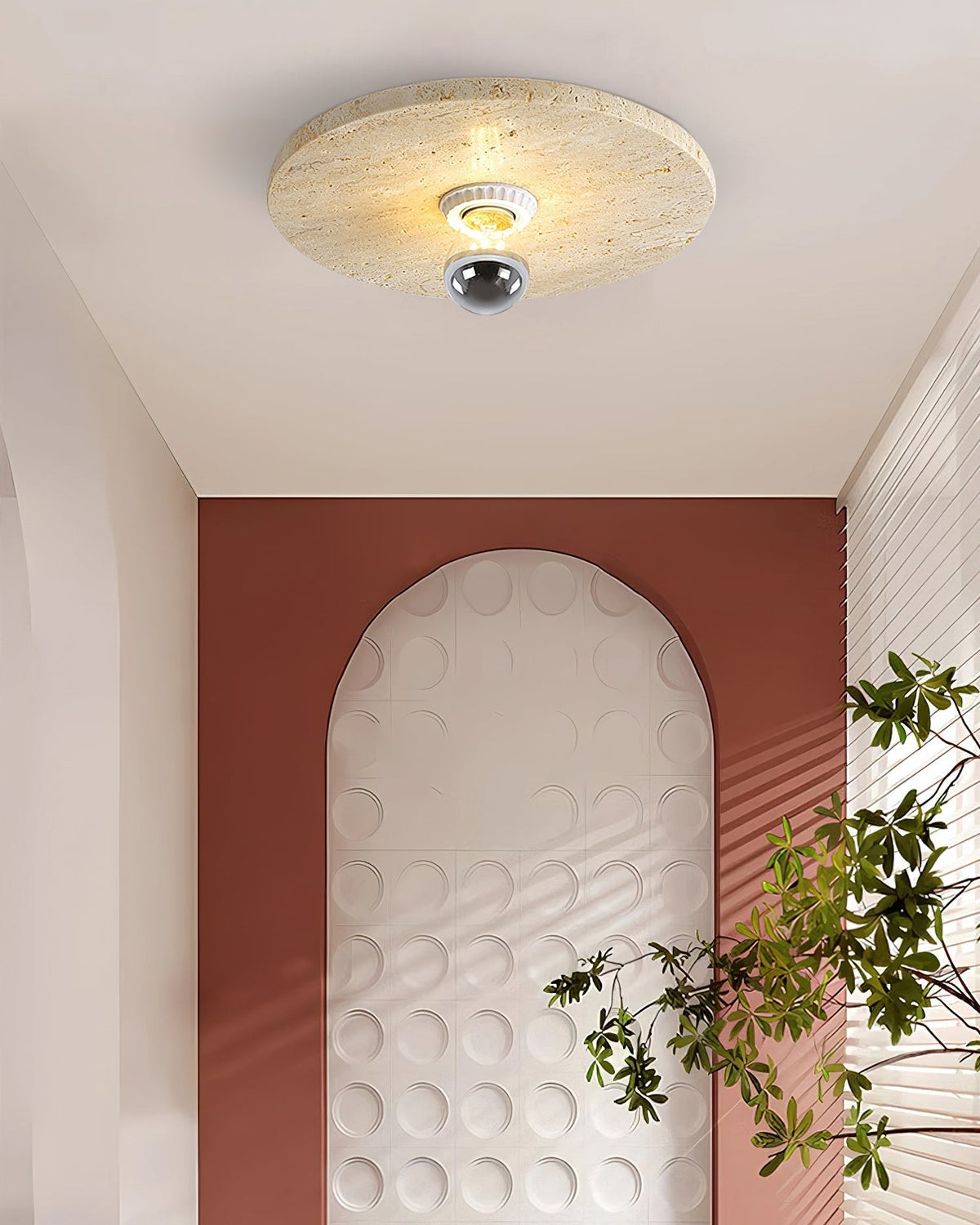 Norarora travertin Vlakke plafondlamp