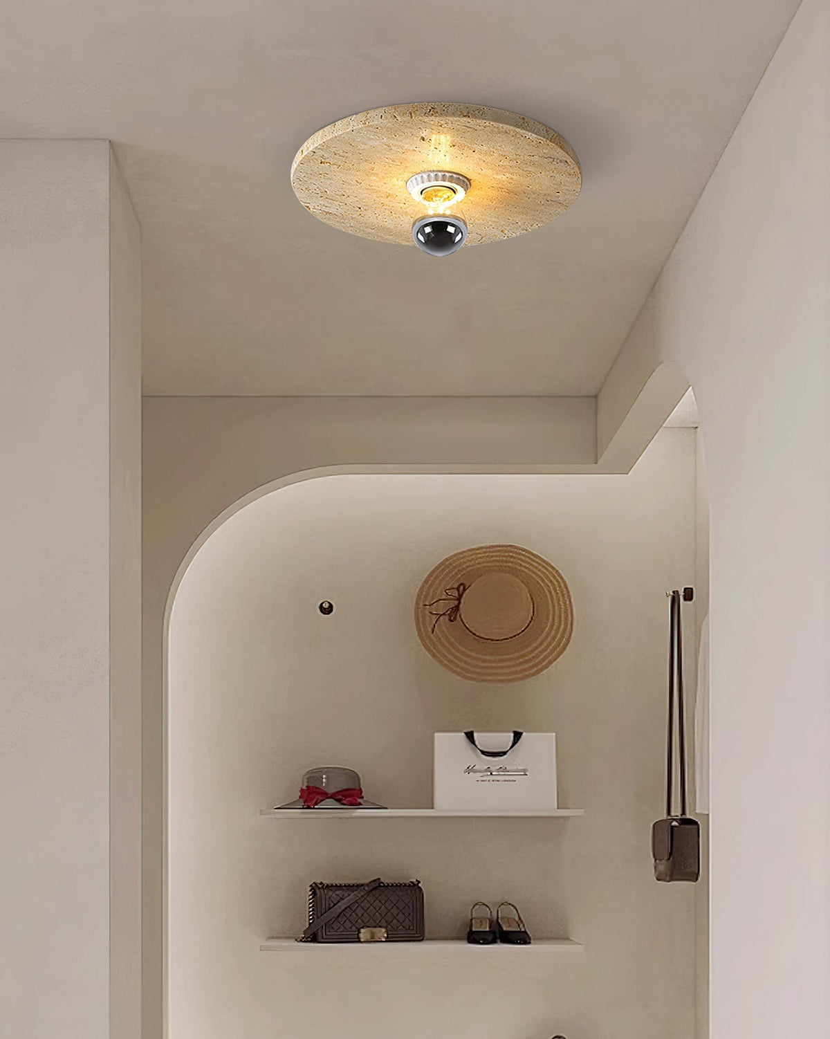 Norarora travertin Vlakke plafondlamp