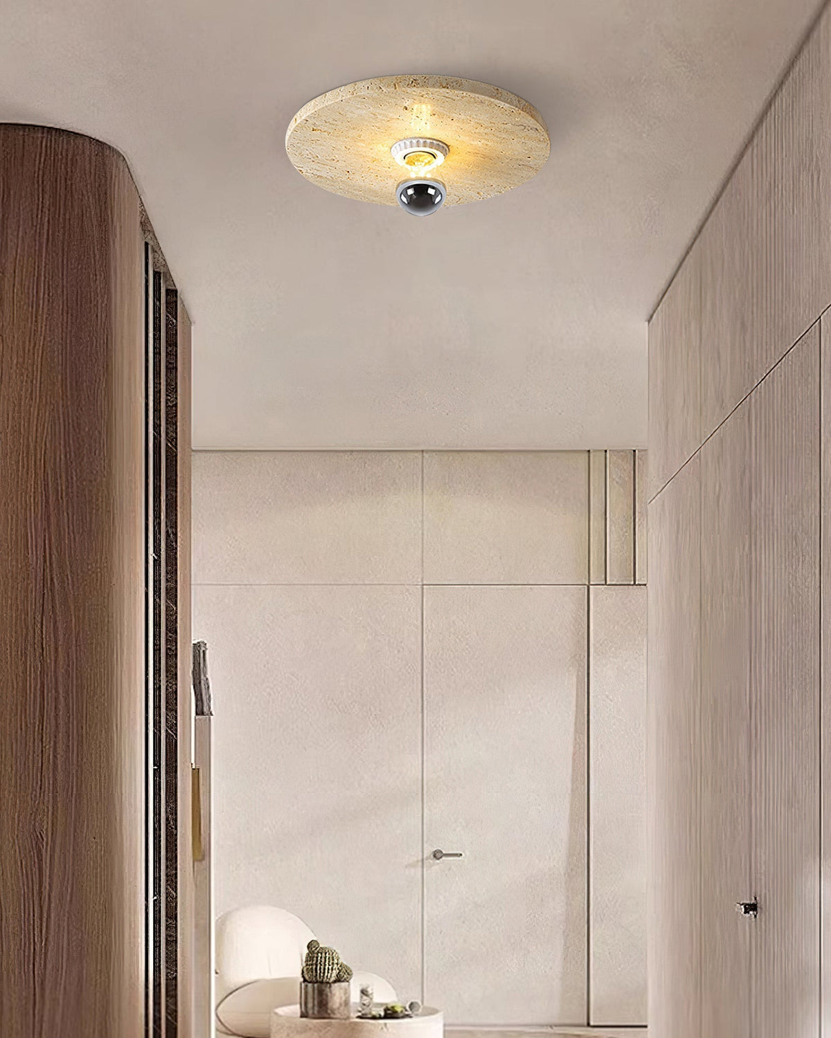 Norarora travertin Vlakke plafondlamp