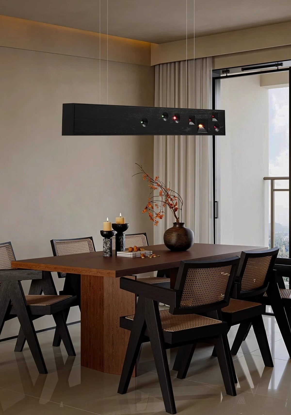 Elvorora hanglamp hout edelsteen lineaire LED