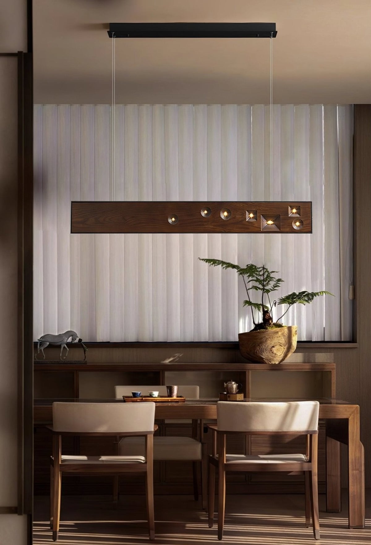 Elvorora hanglamp hout edelsteen lineaire LED