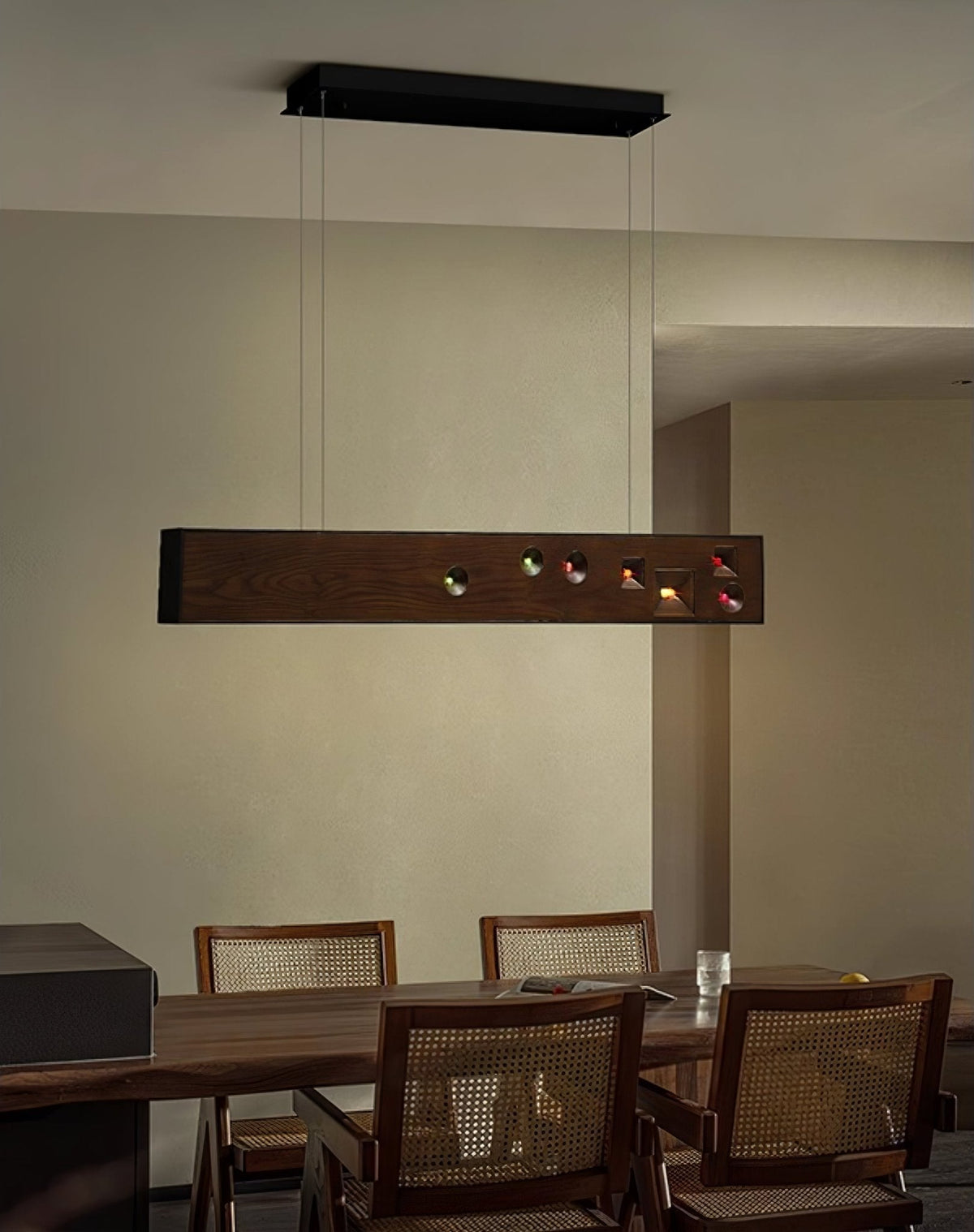Elvorora hanglamp hout edelsteen lineaire LED