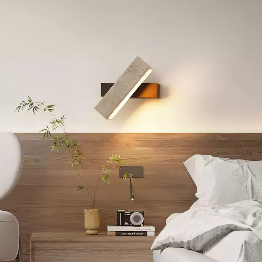 Ostruvyo moderne minimalistische wandlamp van walnoot en travertin