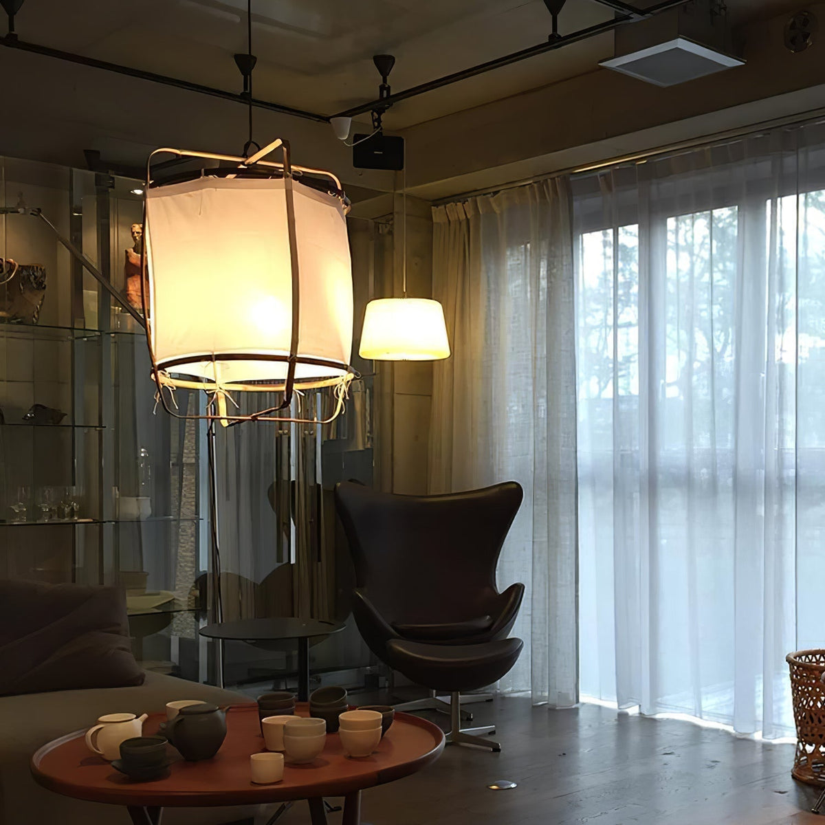 Arioelia hanglamp met bamboe lampenkap voor de woonkamer
