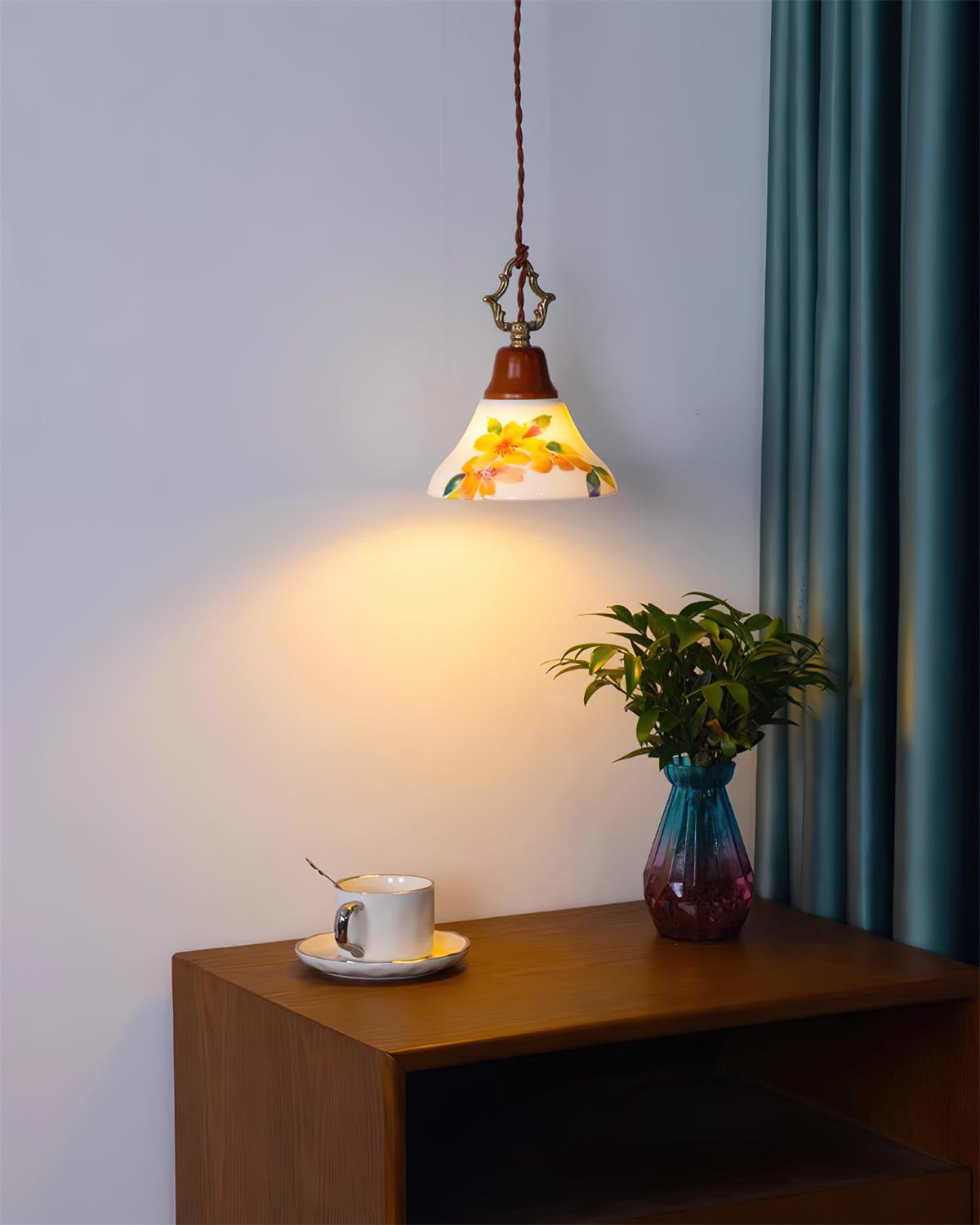 Ciraielle hanglamp roze keramiek bloemen woonkamer