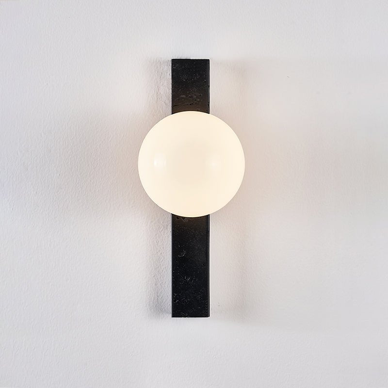 Zoshaira bollen Zwart travertin wandlamp