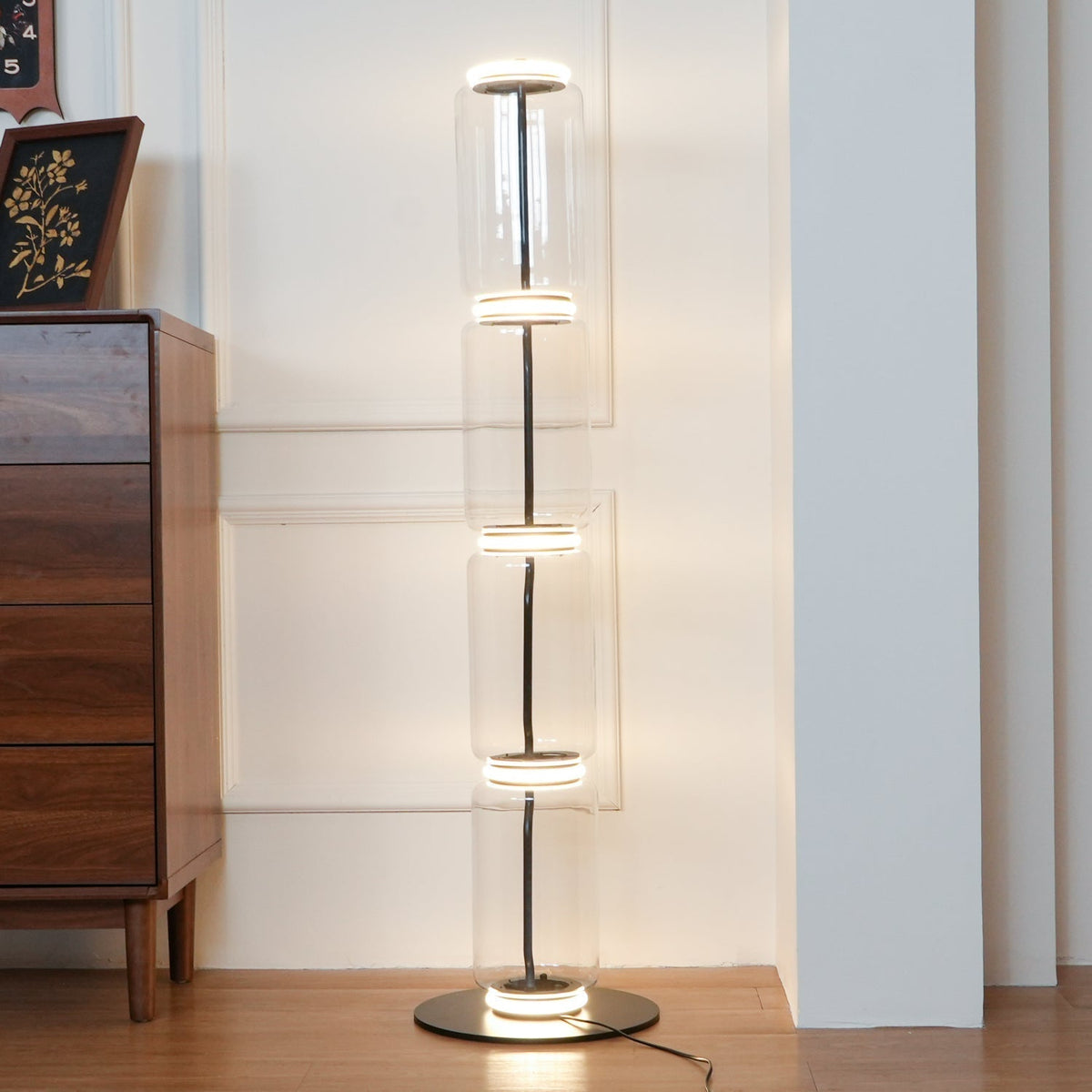 Cyrilys vloerlamp bamboe glas