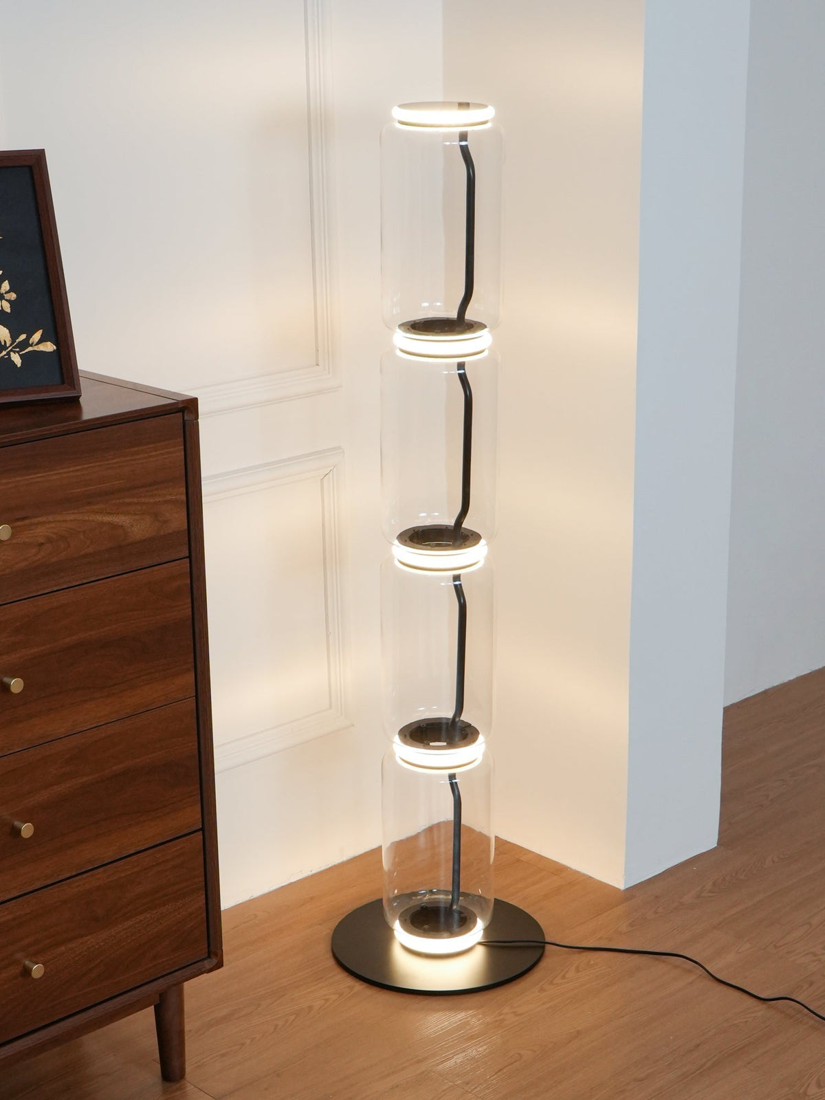 Cyrilys vloerlamp bamboe glas