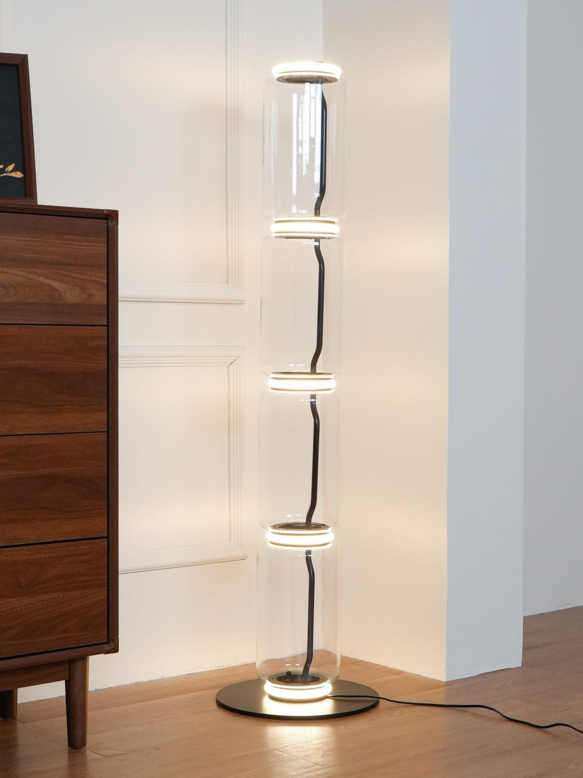 Cyrilys vloerlamp bamboe glas