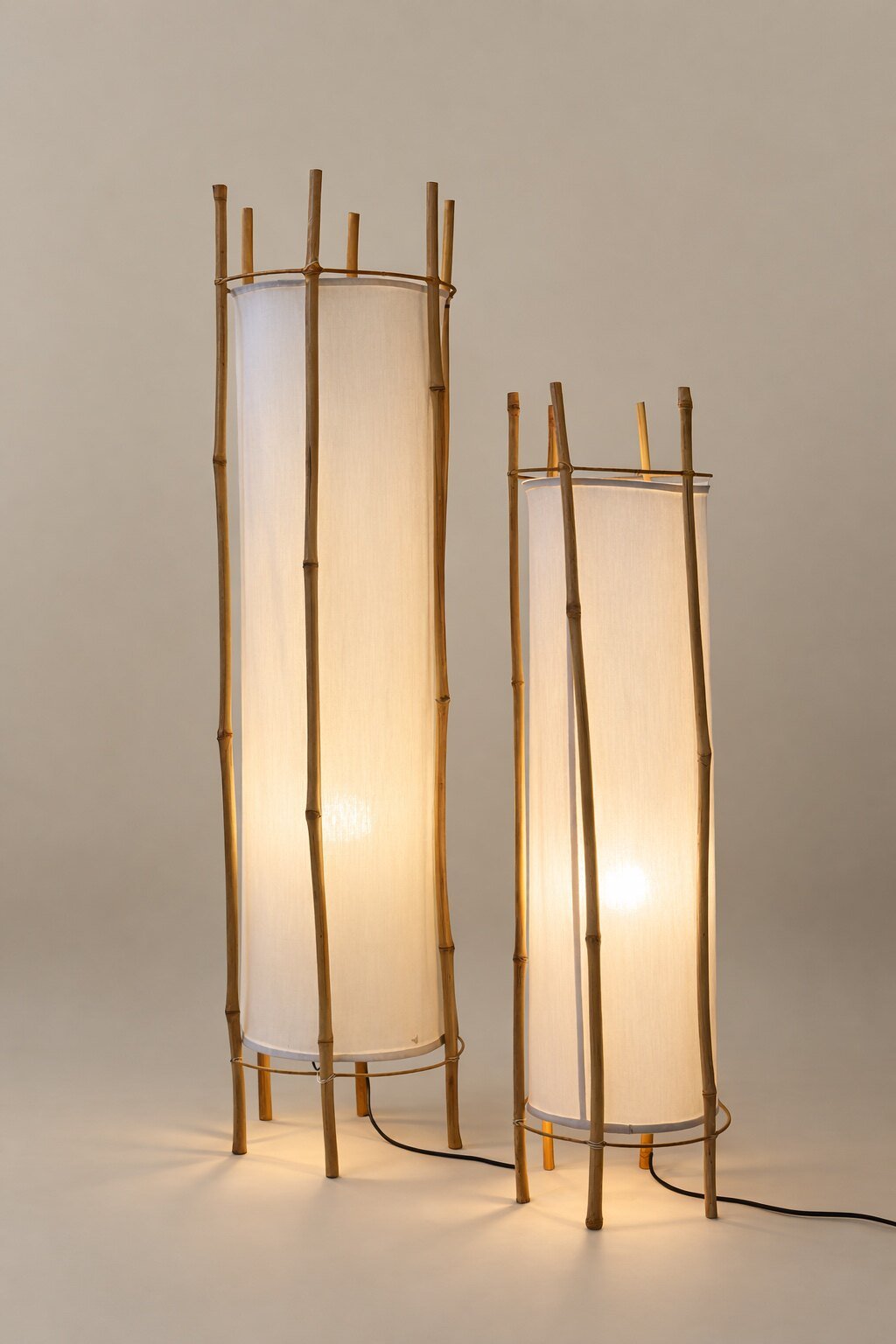 Canuia vloerlamp met bamboe-veil en lampenkap