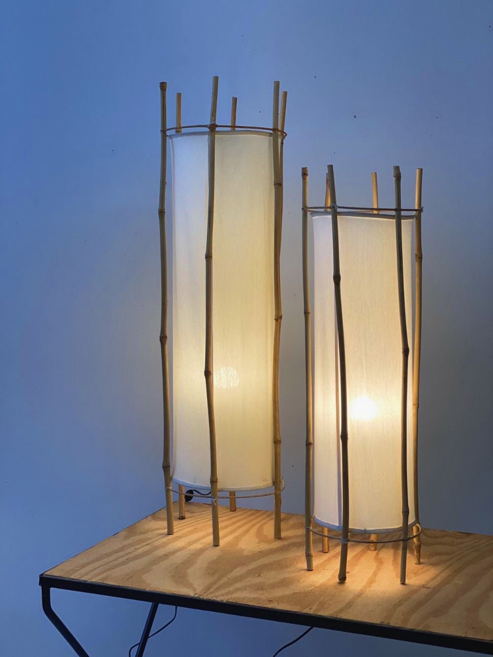 Canuia vloerlamp met bamboe-veil en lampenkap