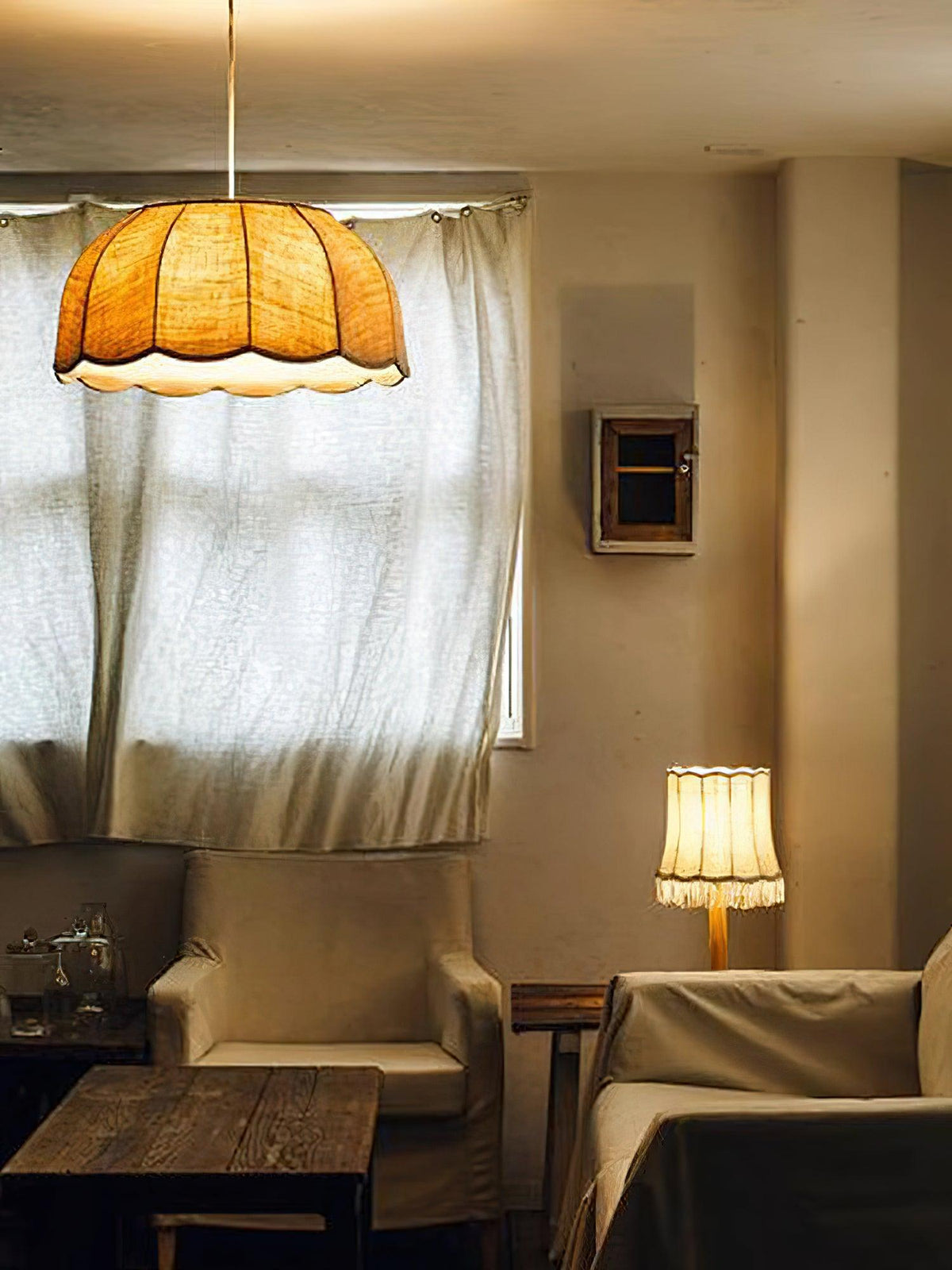Linoaya hanglamp van Stof met Rustieke Sfeer in Beige