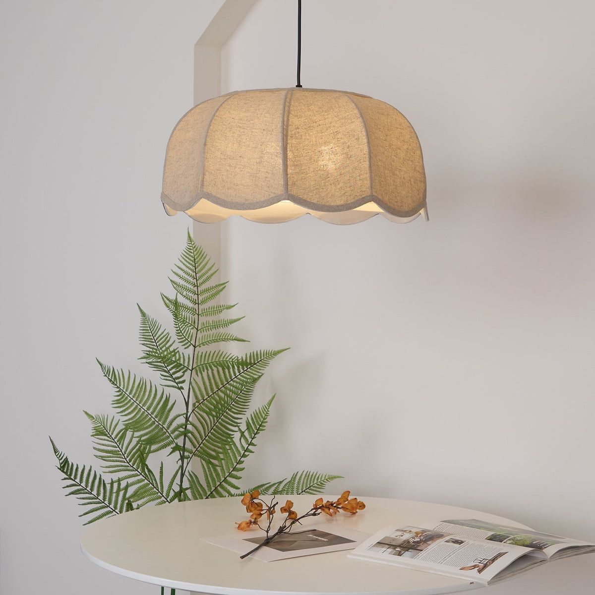 Linoaya hanglamp van Stof met Rustieke Sfeer in Beige