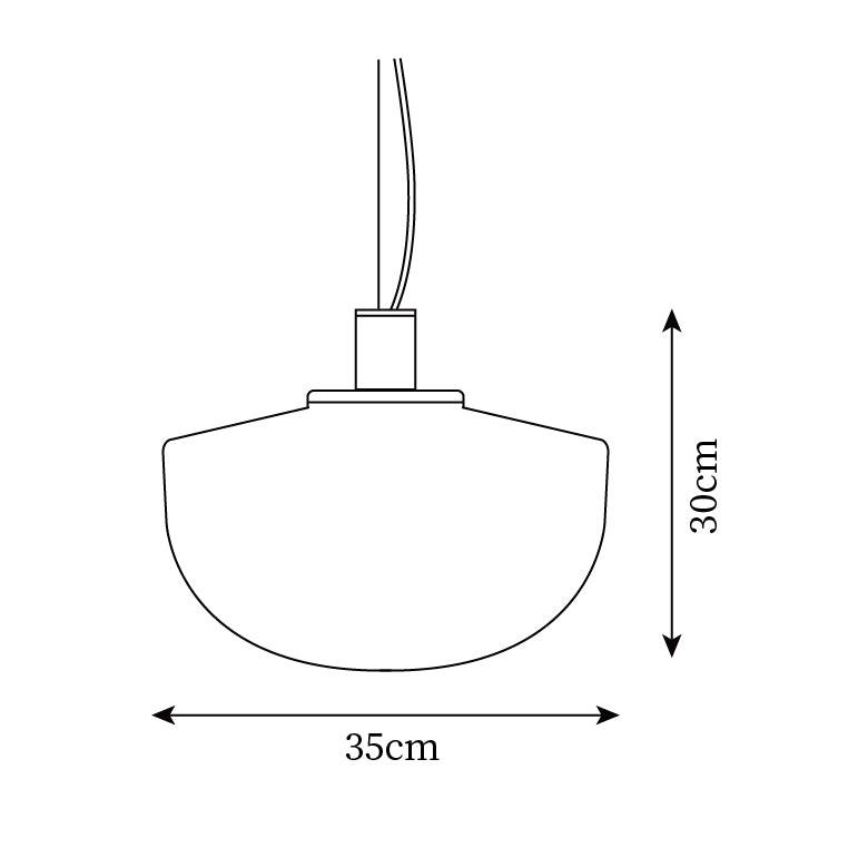 Moderne hanglamp met glazen koepel en metalen bevestiging in minimalistisch ontwerp
