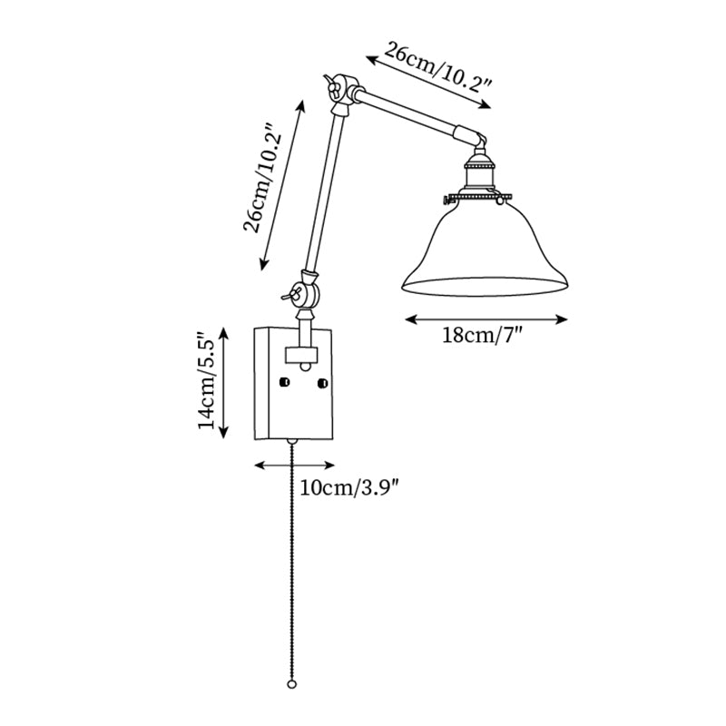 Velra walnoot wandlamp met verstelbare arm