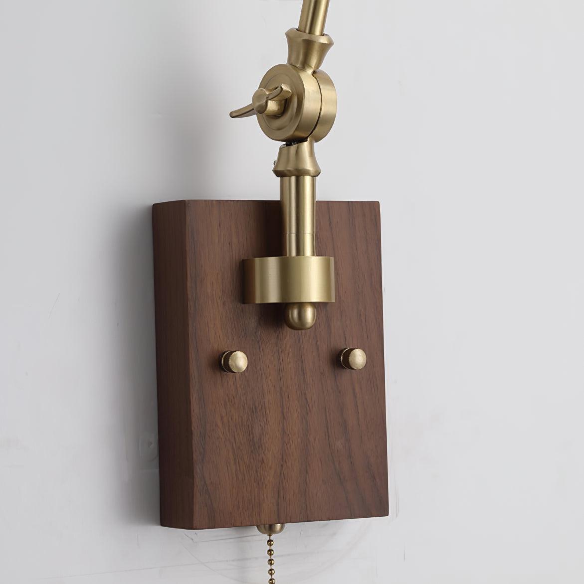 Velra walnoot wandlamp met verstelbare arm
