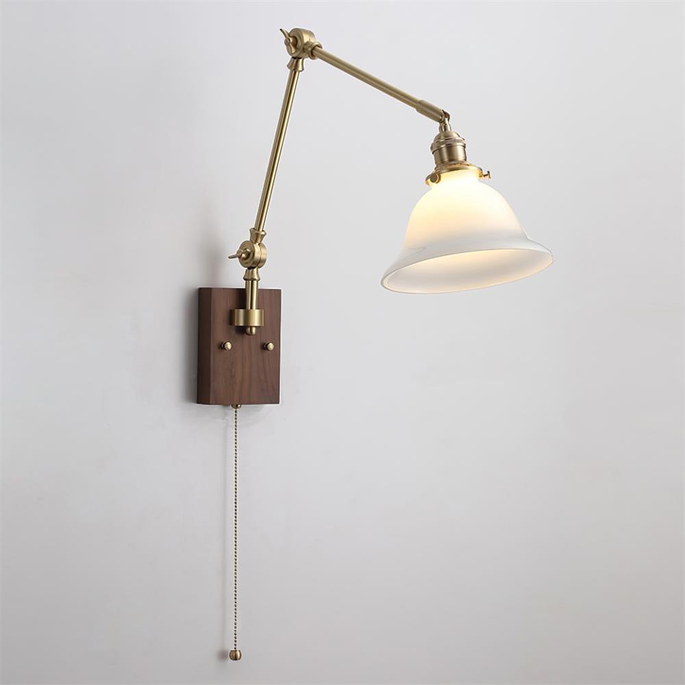 Velra walnoot wandlamp met verstelbare arm