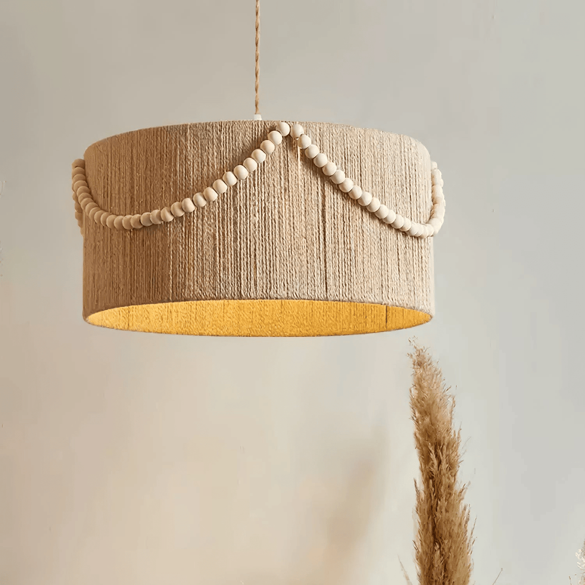 Ershaa elegantie Natuurlijk Bead Jute hanglamp