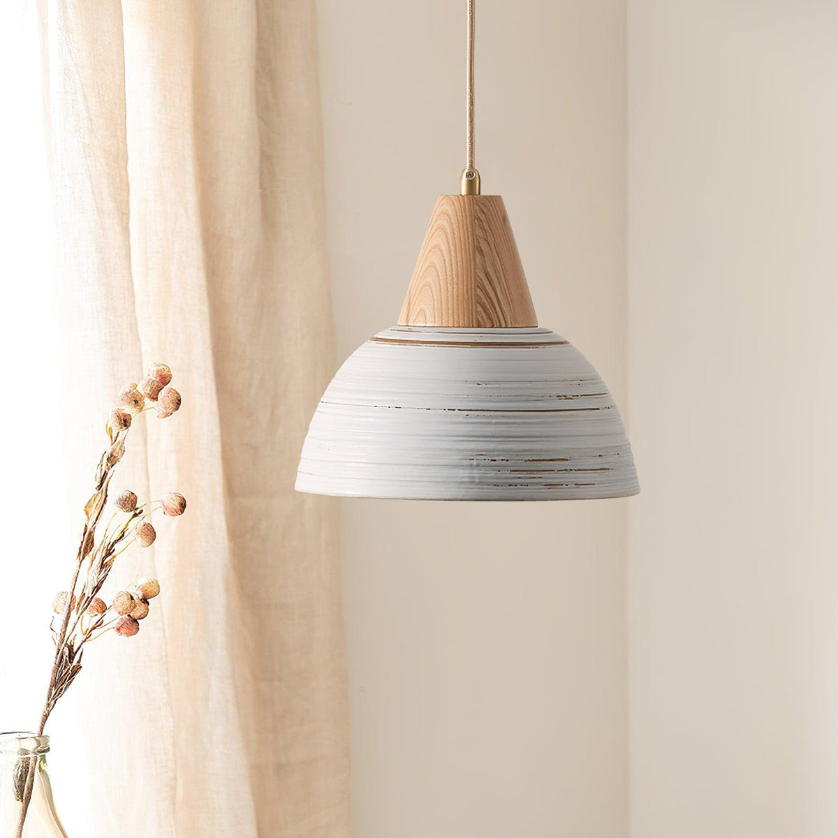 Moderne hanglamp met textuurkeramische kap, getaperd, Noordse minimalistisch