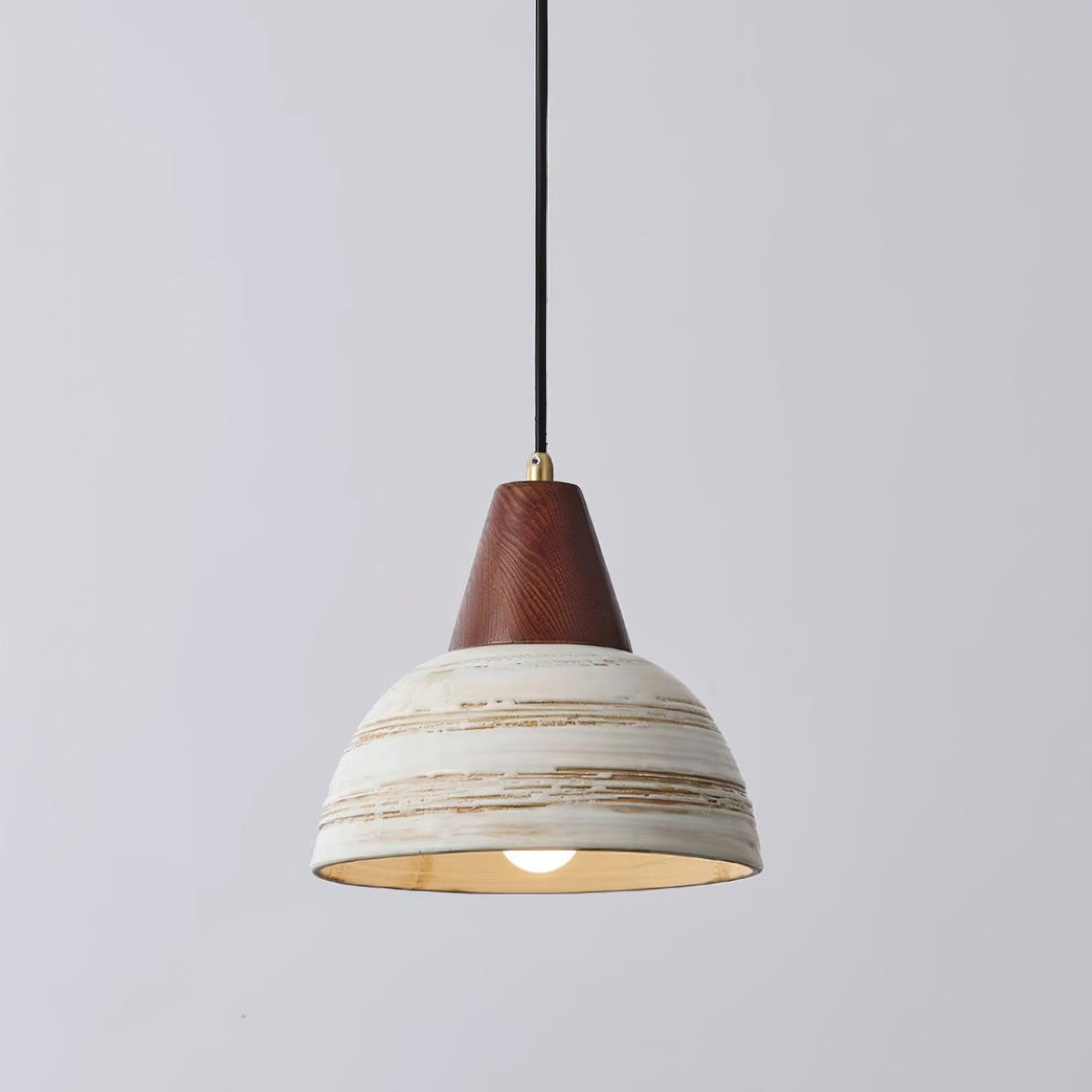 Moderne hanglamp met textuurkeramische kap, getaperd, Noordse minimalistisch