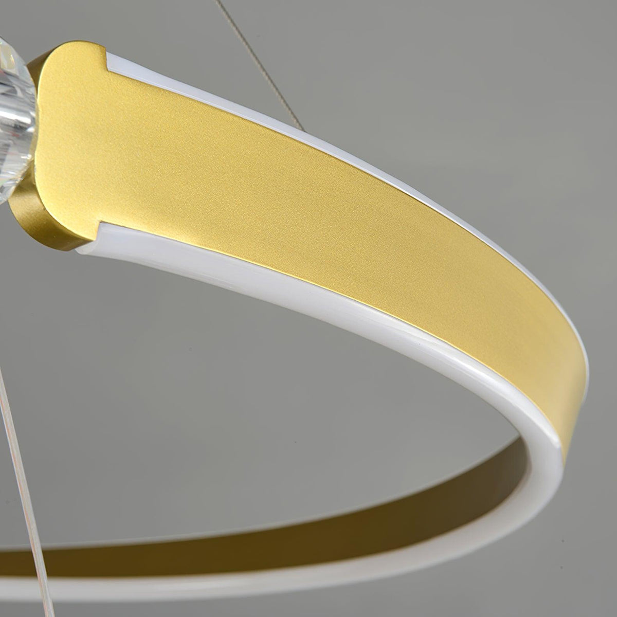 Elyerora kroonluchter kristal zwart goud LED ring modern voor eetkamer