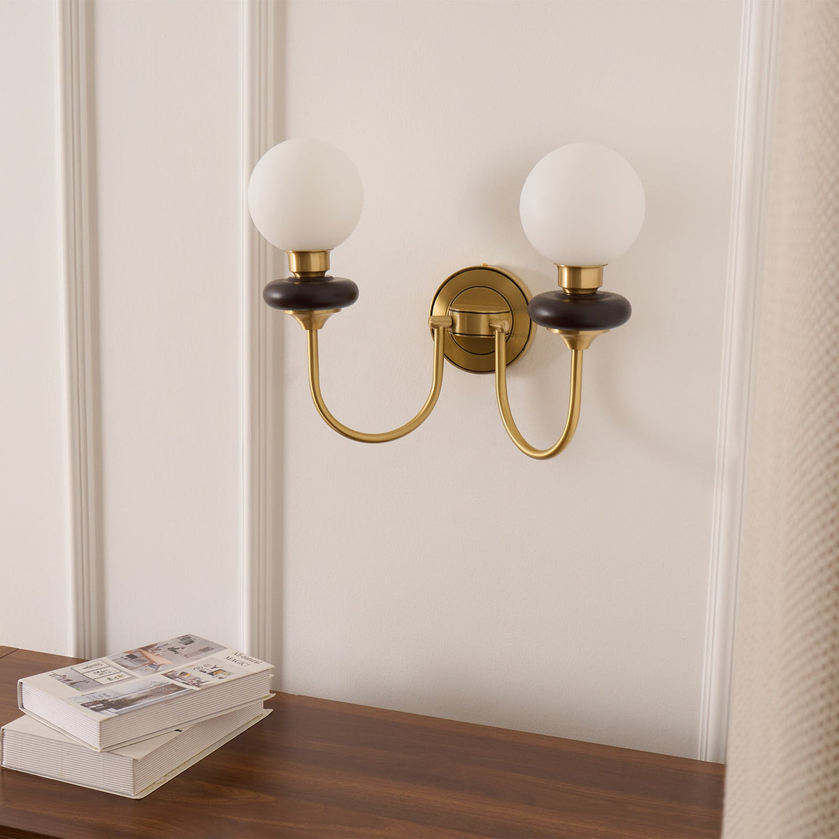 Elvalora wandlamp Premium Noordse Kunst Walnoot glas