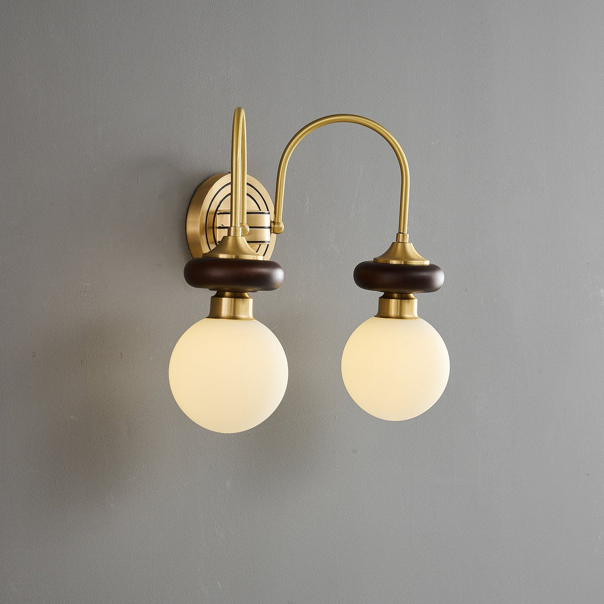Elvalora wandlamp Premium Noordse Kunst Walnoot glas
