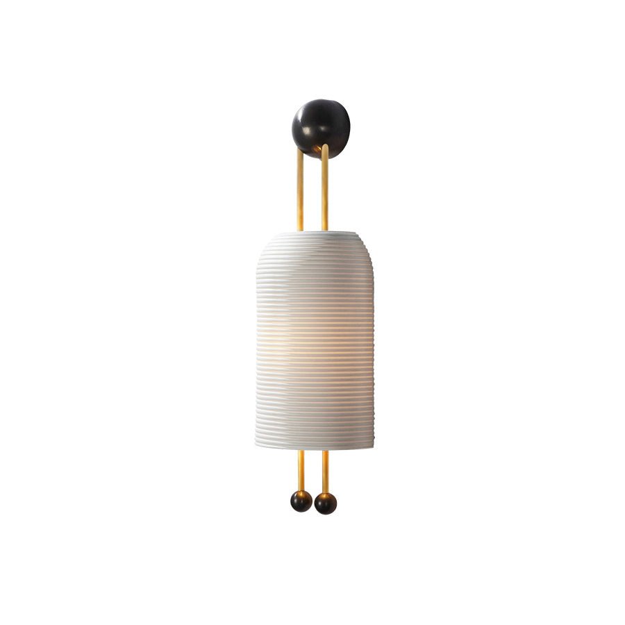 Bly wandlamp van glas met Kap van en Goudkleurige Staven