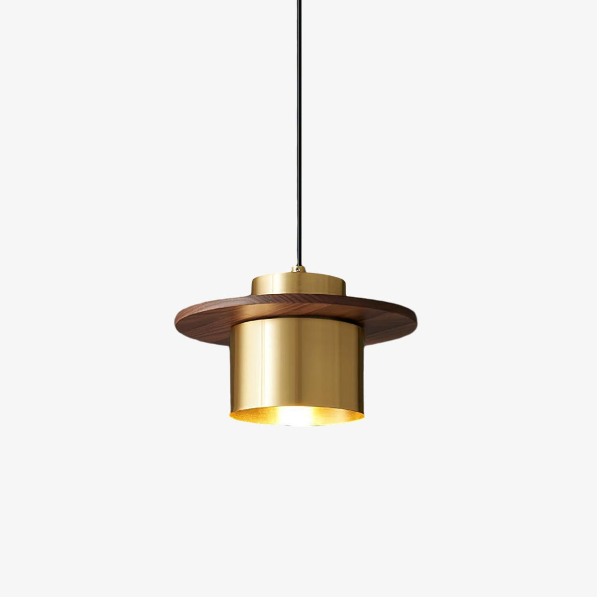 Auririra industriële hanglamp van messing en walnoot