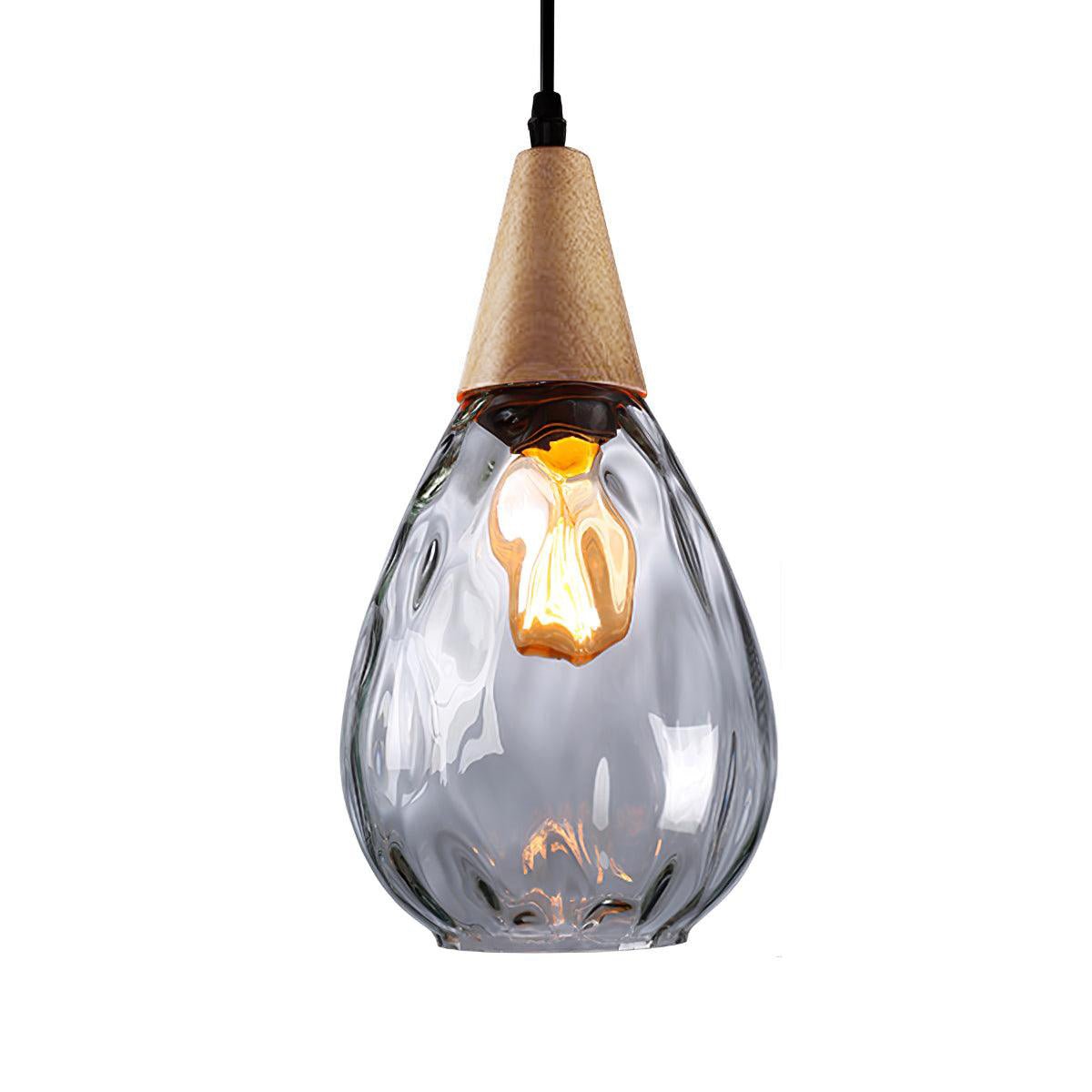 Rinisena hanglamp helder glas hout Noordse modern