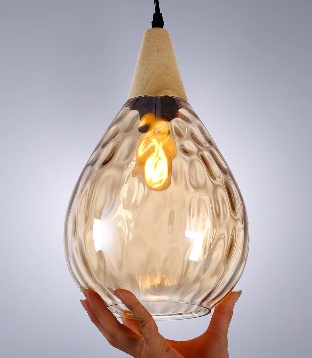 Rinisena hanglamp helder glas hout Noordse modern