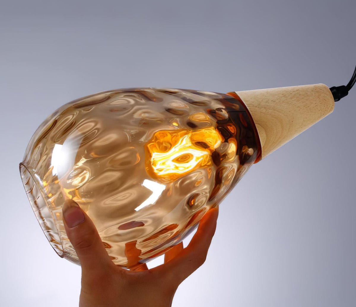Rinisena hanglamp helder glas hout Noordse modern