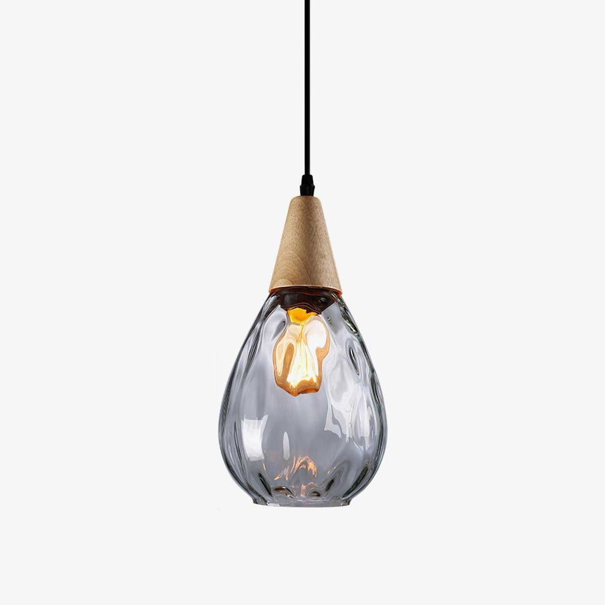 Rinisena hanglamp helder glas hout Noordse modern