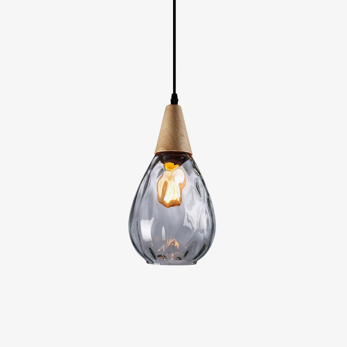 Rinisena hanglamp helder glas hout Noordse modern