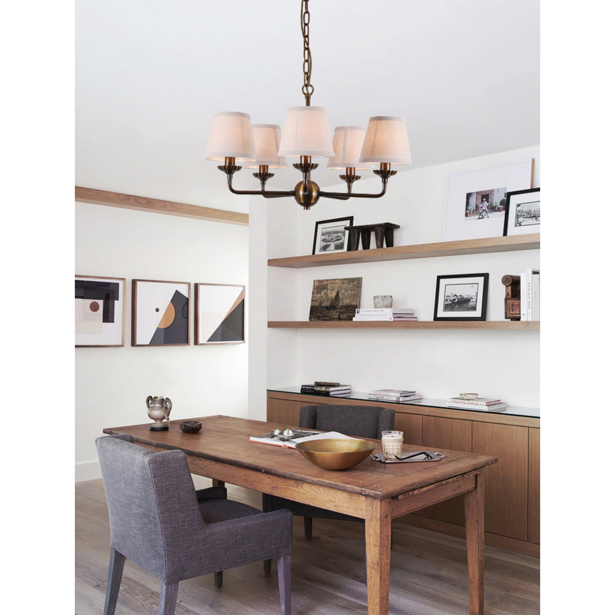 Gloruvyh Vintage Industrial stoffen metaal kroonluchter