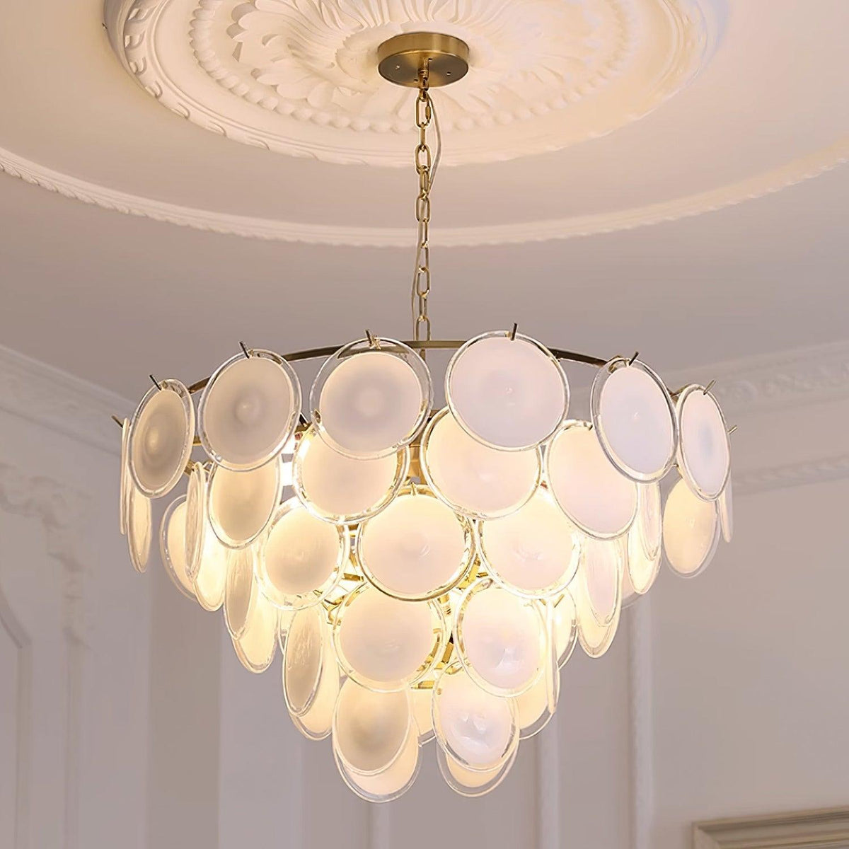 Lumirae kroonluchter cascaderende matglas schijven