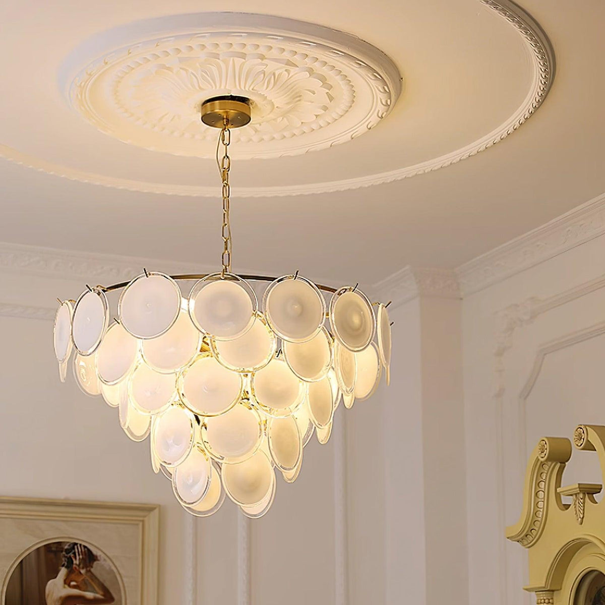 Lumirae kroonluchter cascaderende matglas schijven