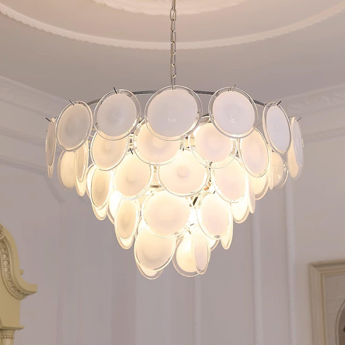 Lumirae kroonluchter cascaderende matglas schijven