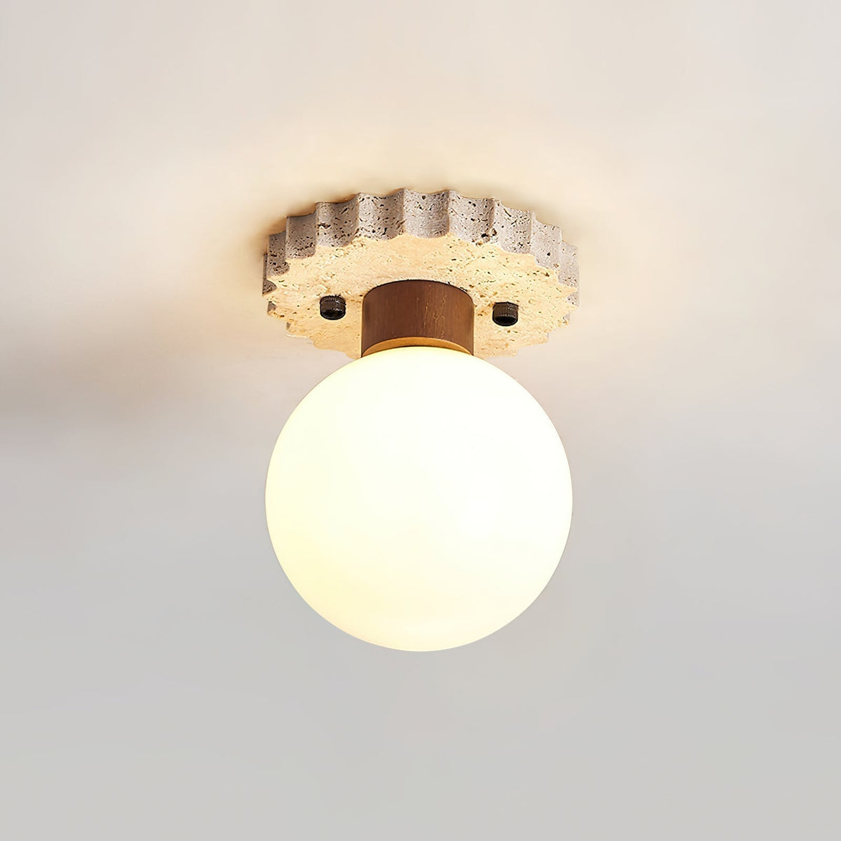 Valisaya plafondlamp travertin met gebogen basis