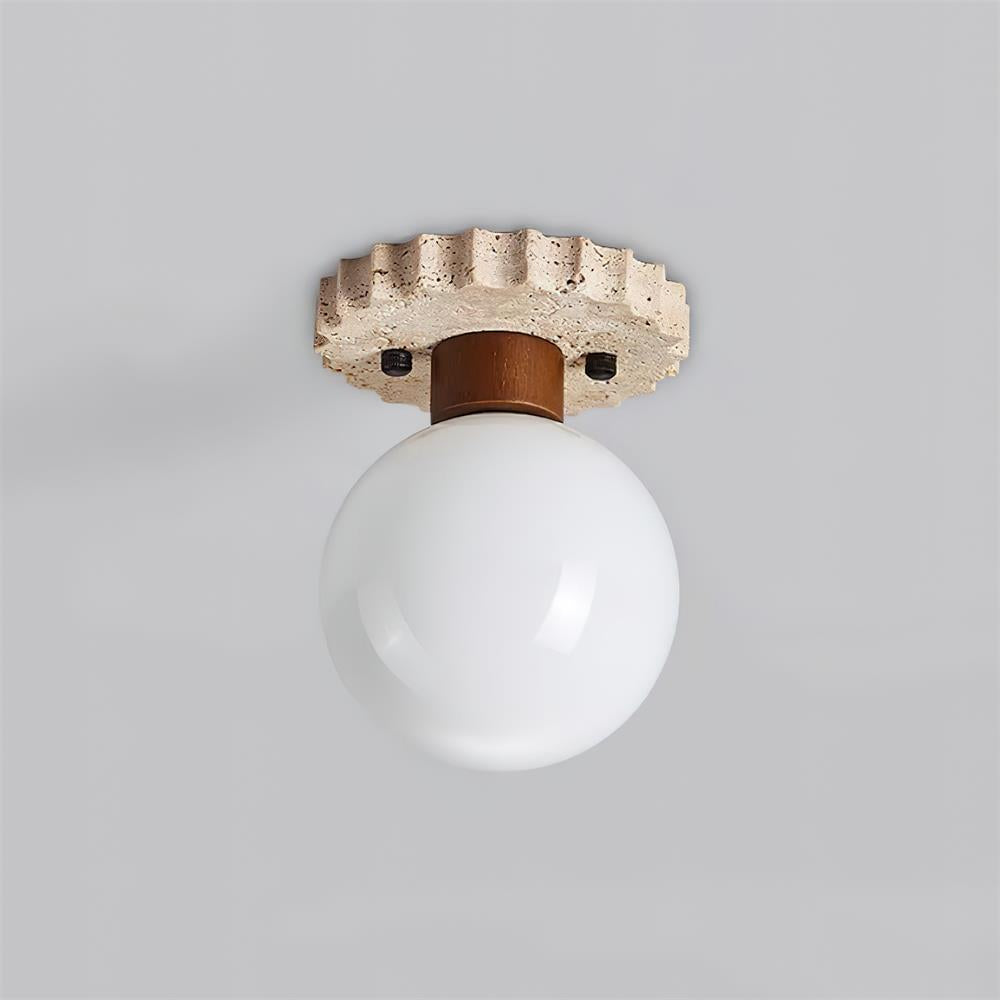 Valisaya plafondlamp travertin met gebogen basis