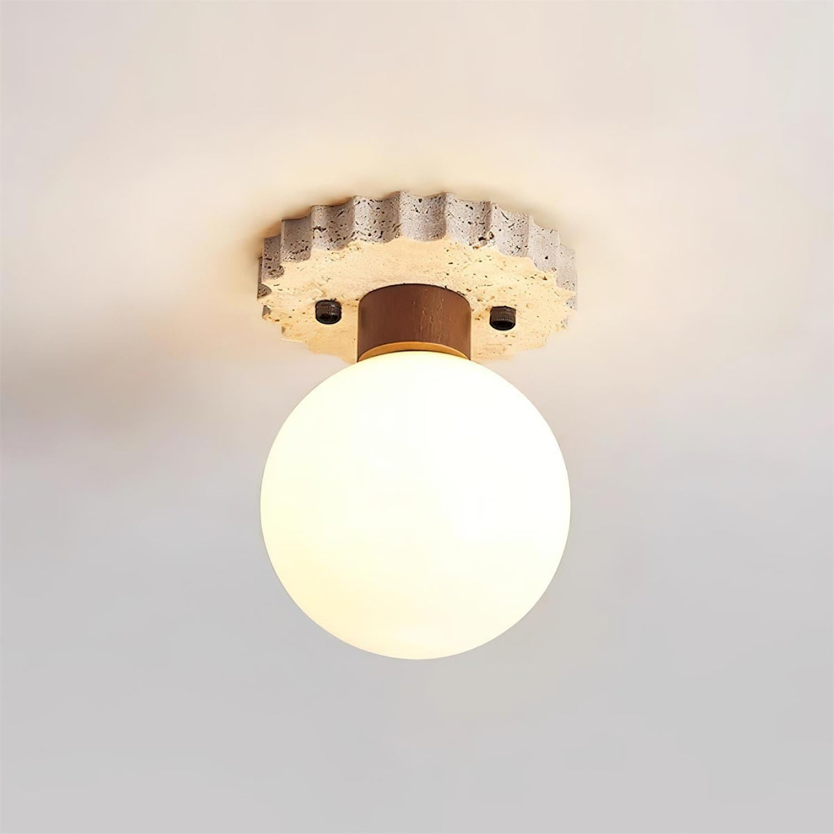 Valisaya plafondlamp travertin met gebogen basis
