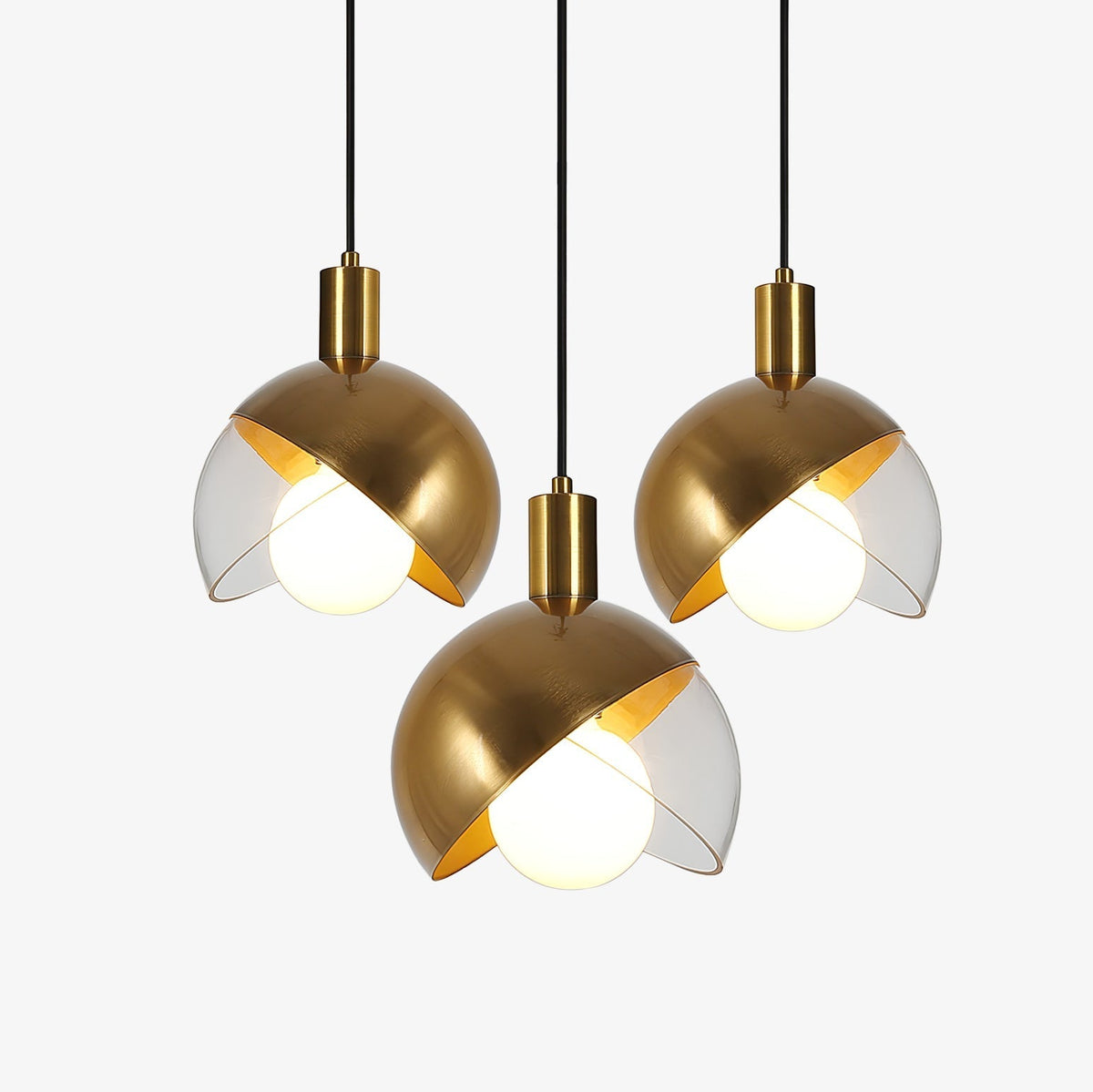Noveny hanglamp messing glas halfronde bol mid-century