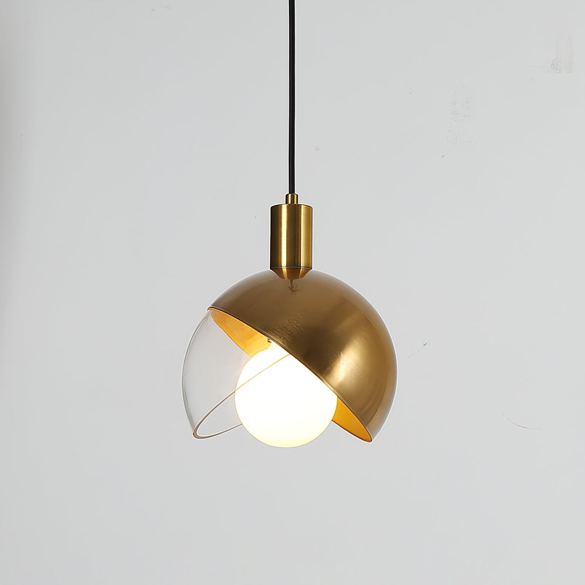 Noveny hanglamp messing glas halfronde bol mid-century
