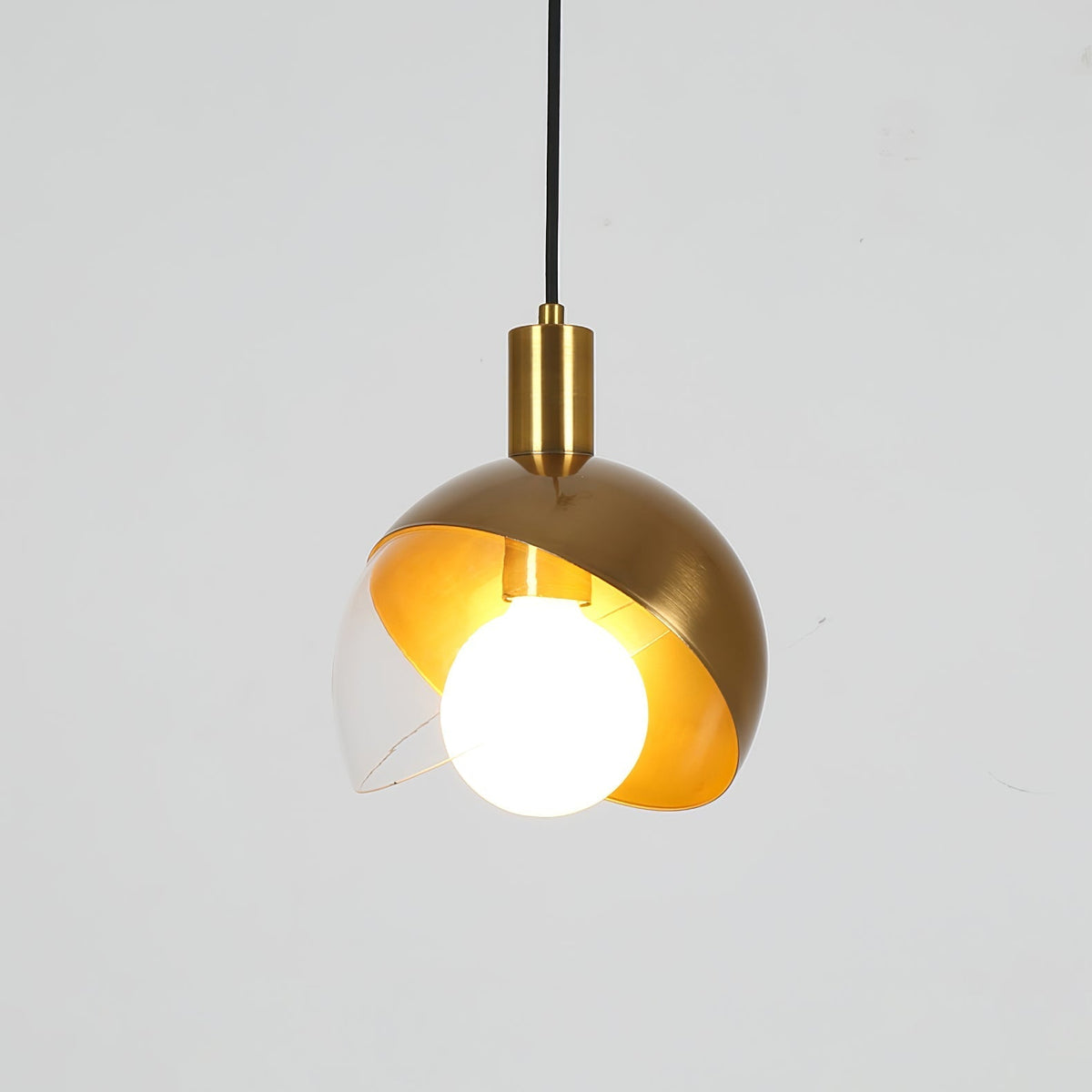 Noveny hanglamp messing glas halfronde bol mid-century