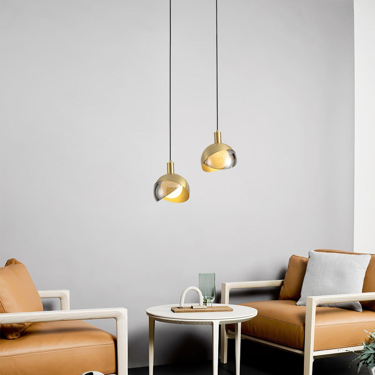 Noveny hanglamp messing glas halfronde bol mid-century
