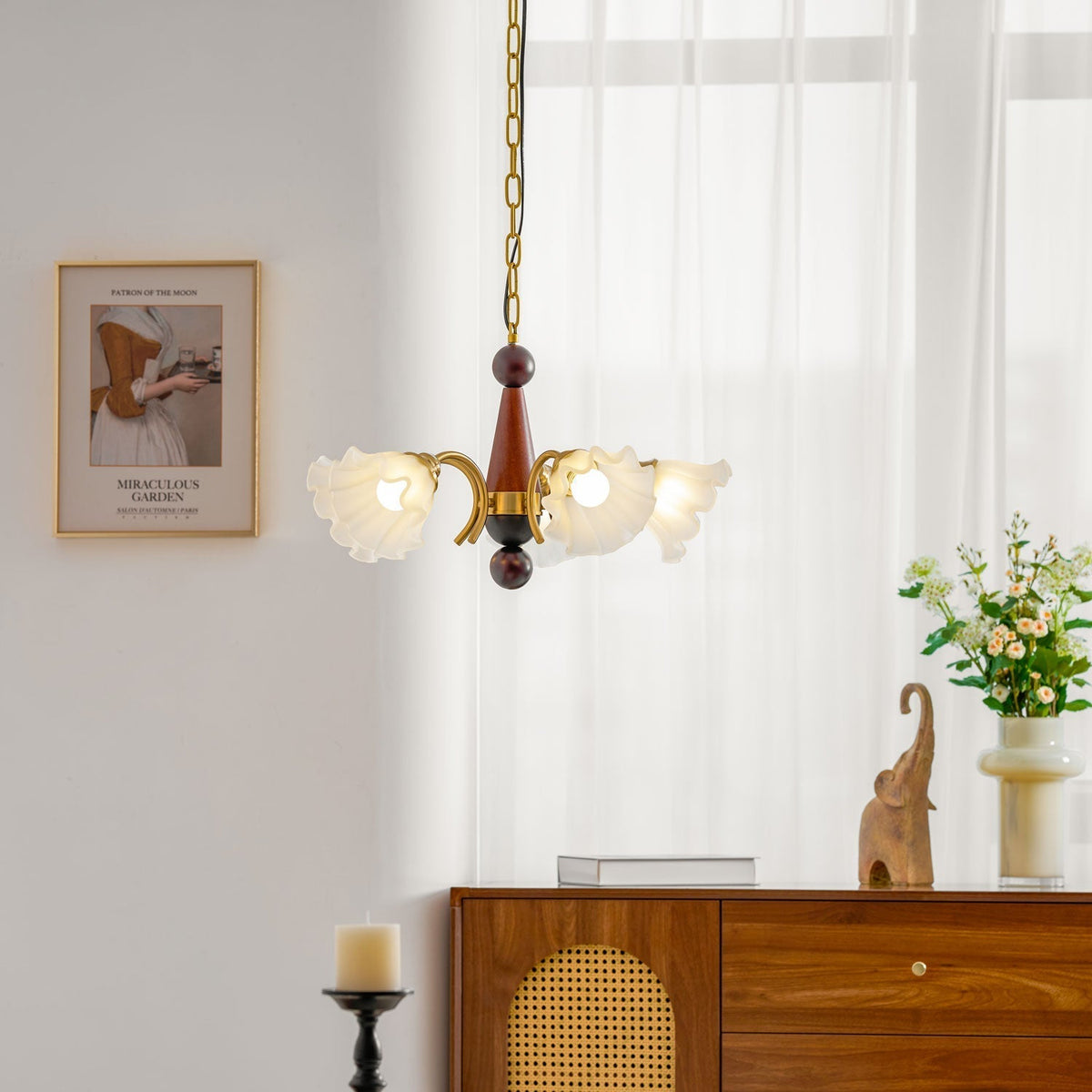 Ilvinan Traditionele Elegantie Houten glas Kroonluchter