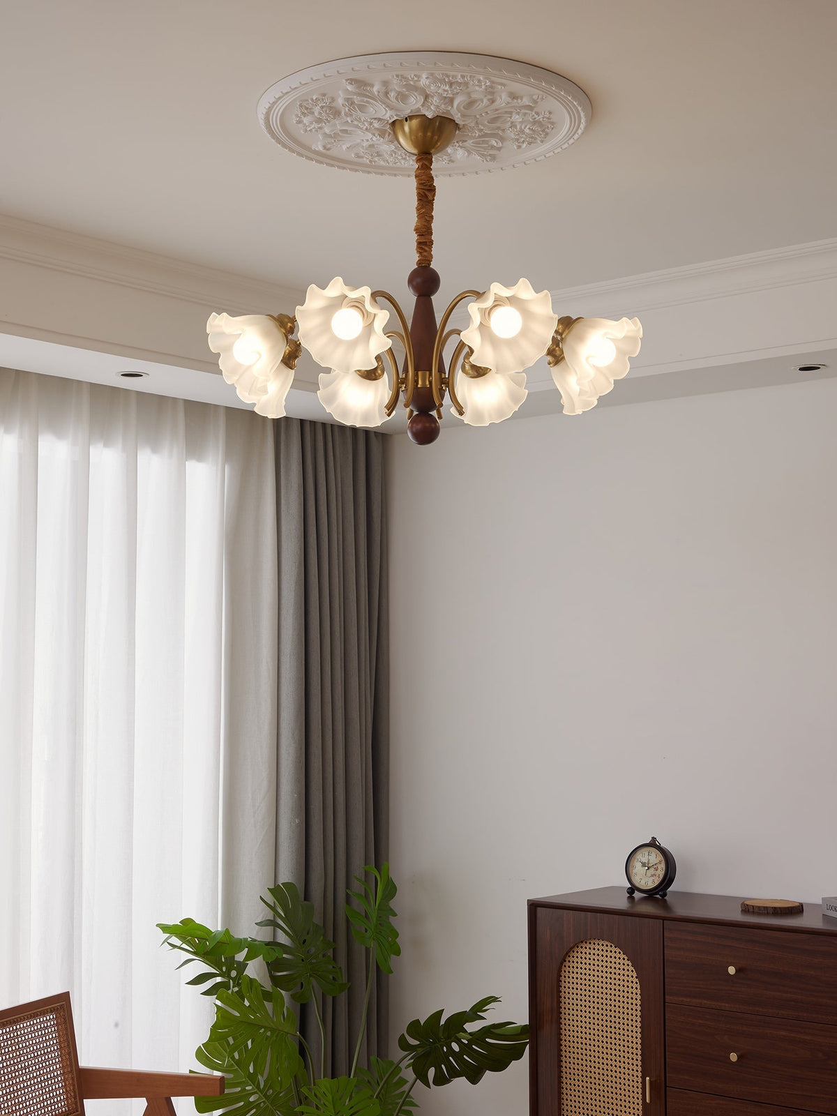 Ilvinan Traditionele Elegantie Houten glas Kroonluchter