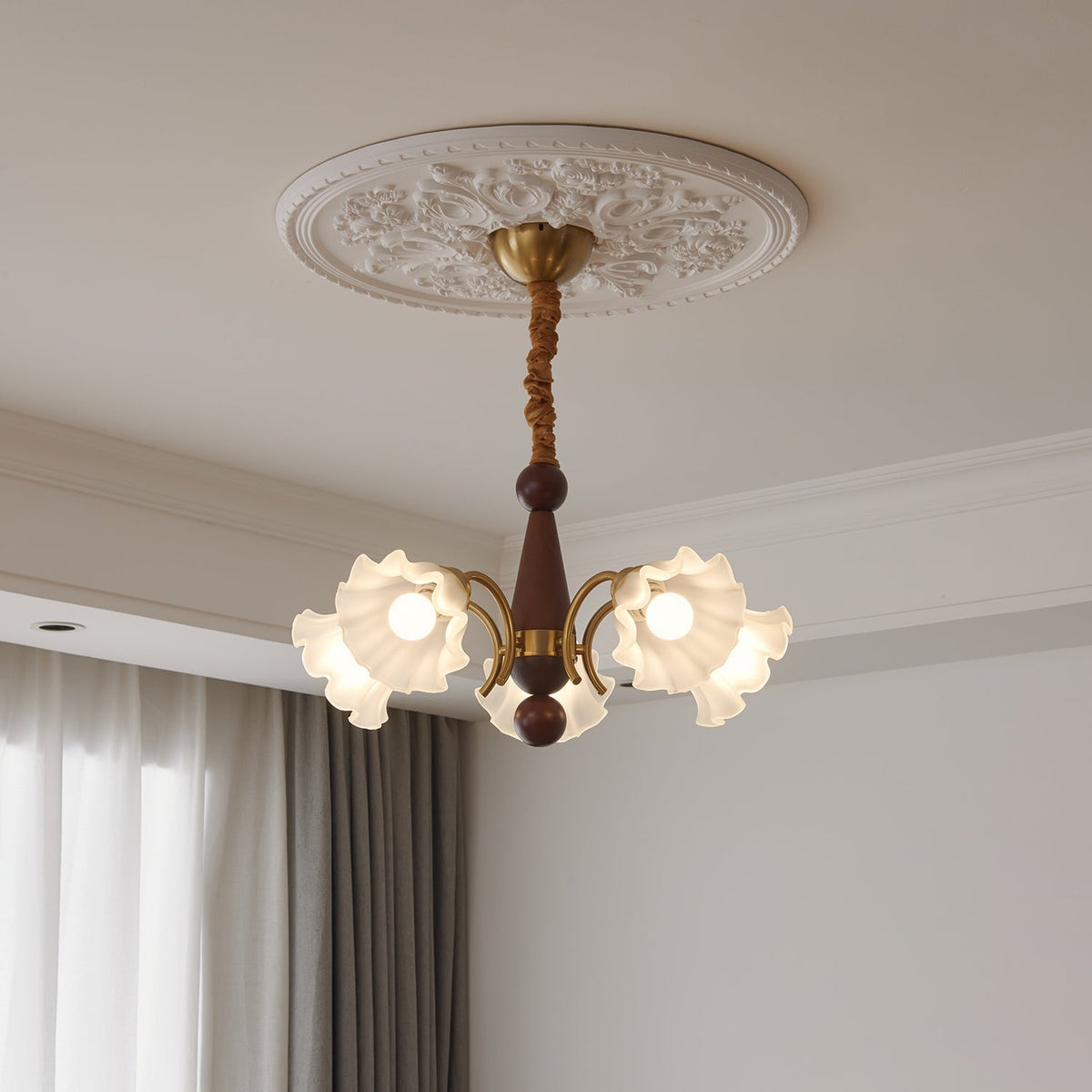 Ilvinan Traditionele Elegantie Houten glas Kroonluchter