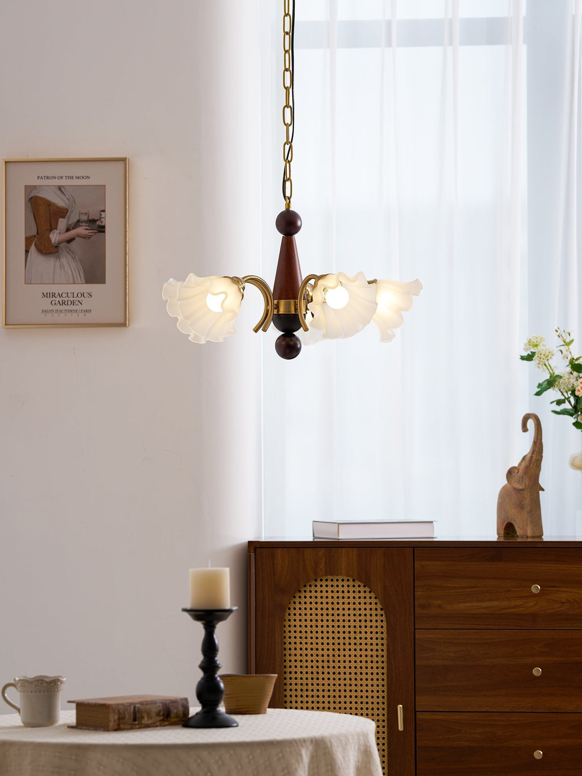 Ilvinan Traditionele Elegantie Houten glas Kroonluchter