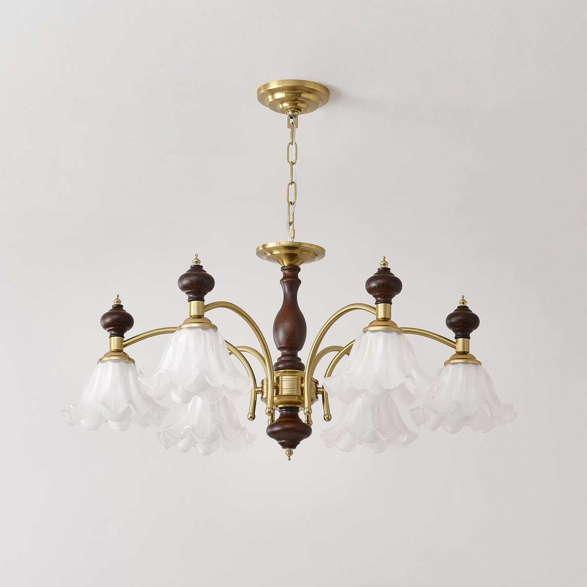 Jesolan Kroonluchter Hout & messing Blossom Bloemen